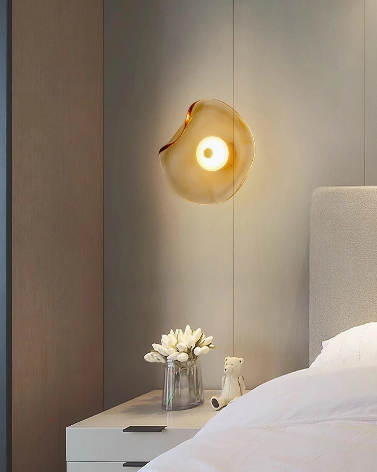 Round Nebulae artistic wall sconce - modern glass diffuser with warm white LED technology