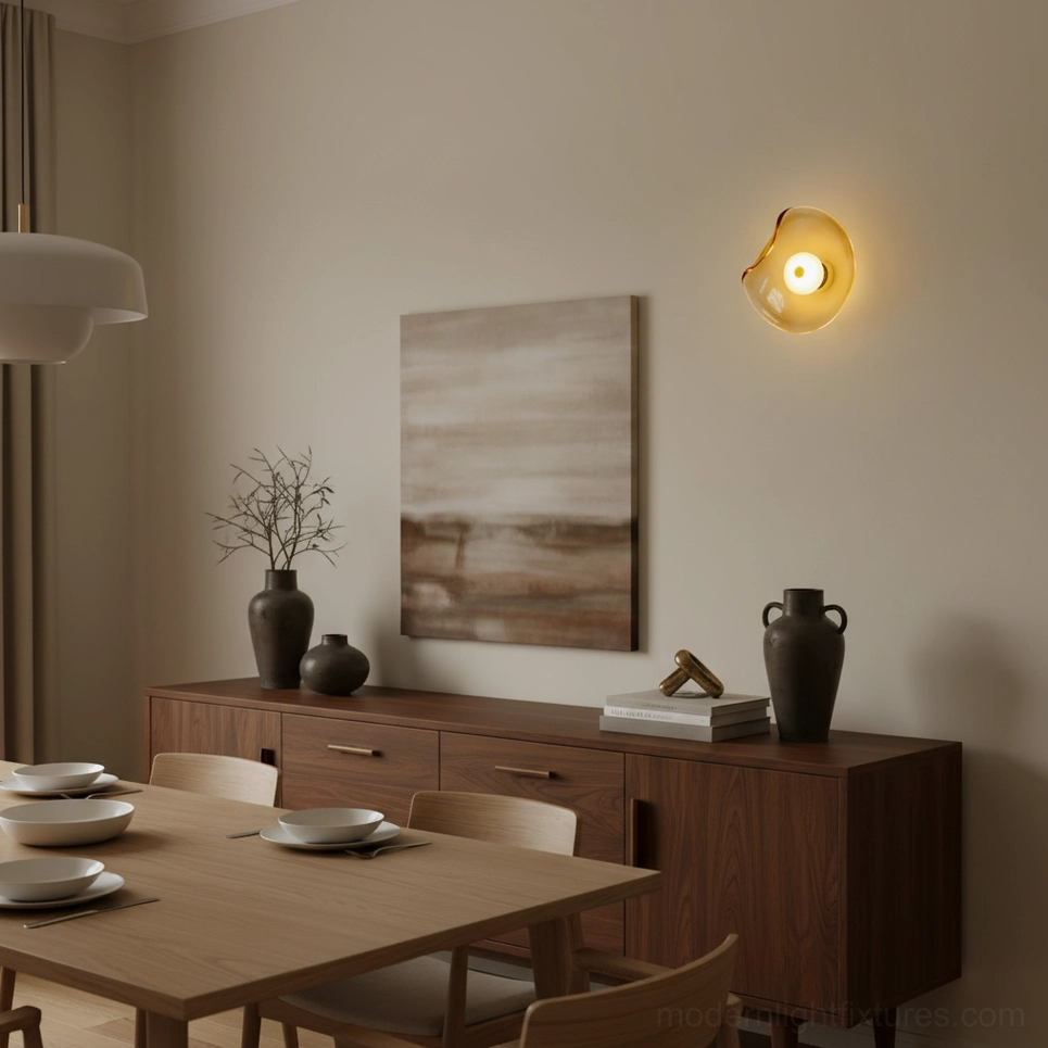 Round Nebulae wall sconce contemporary glass fixture - artistic modern wall light design detail view