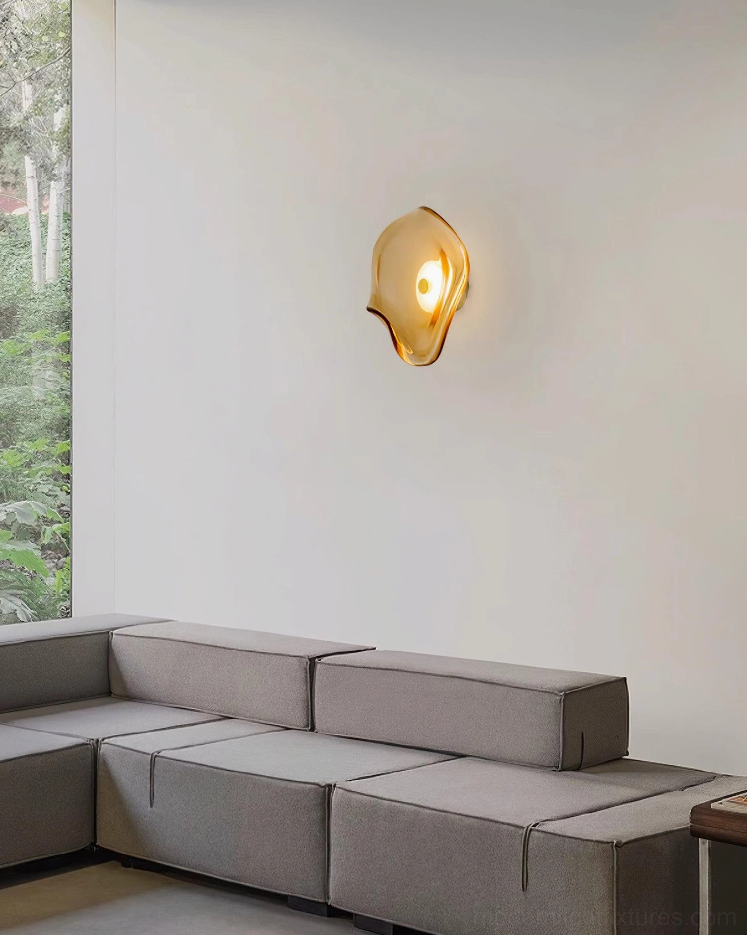Round Nebulae wall sconce smoke gray glass - contemporary wall-mounted fixture detail