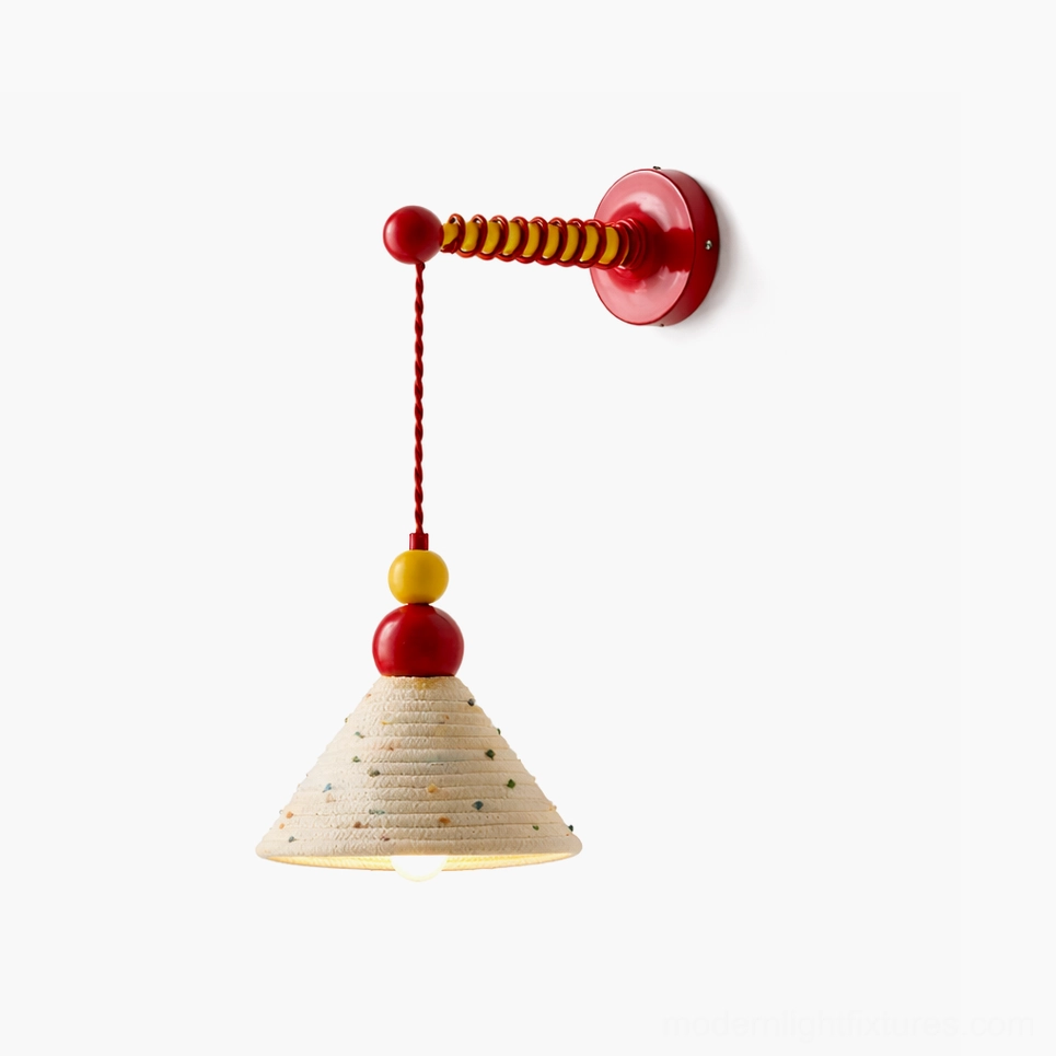 Rovini handwoven colorful wall sconce primary product image featuring red yellow beige color palette