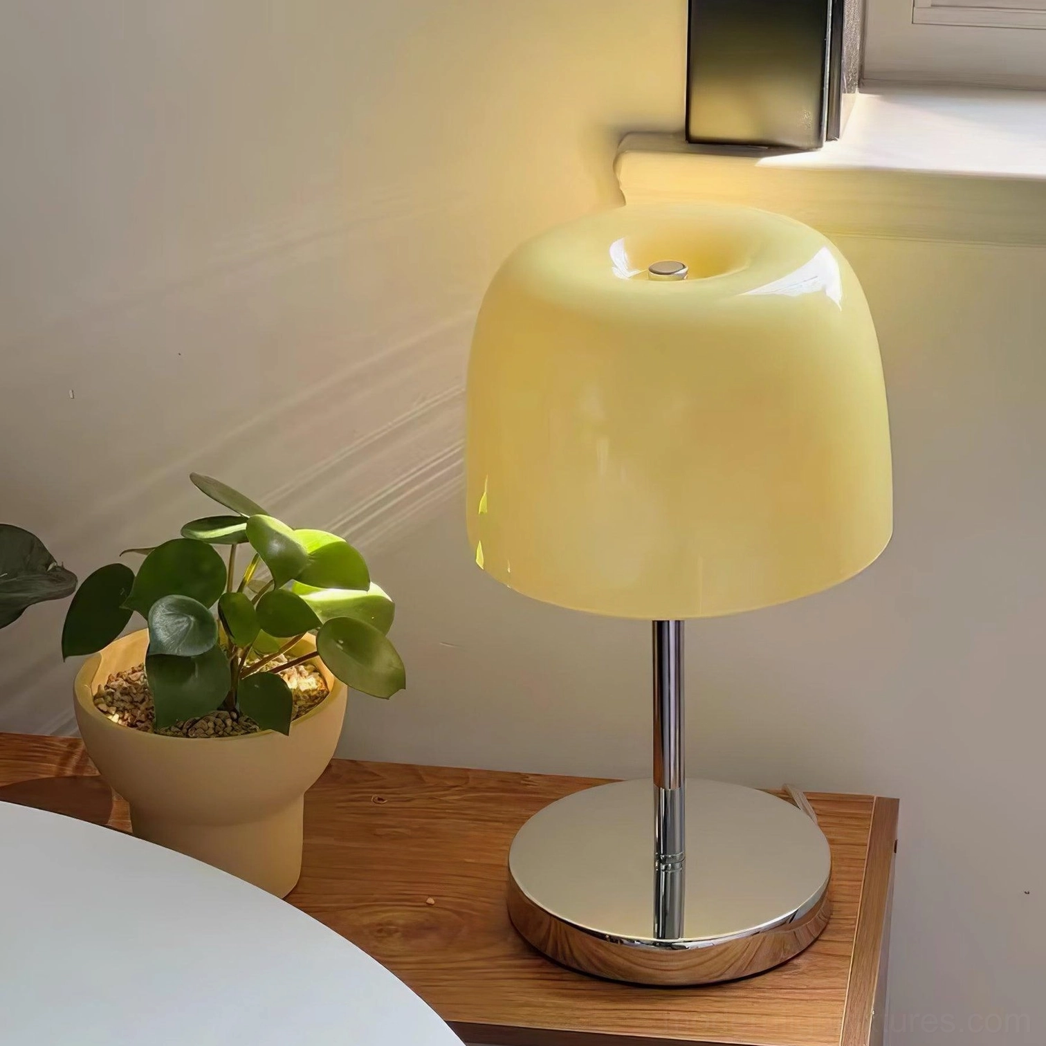 Roxboro modern glass table lamp 7.4 inch diameter compact space-saving design