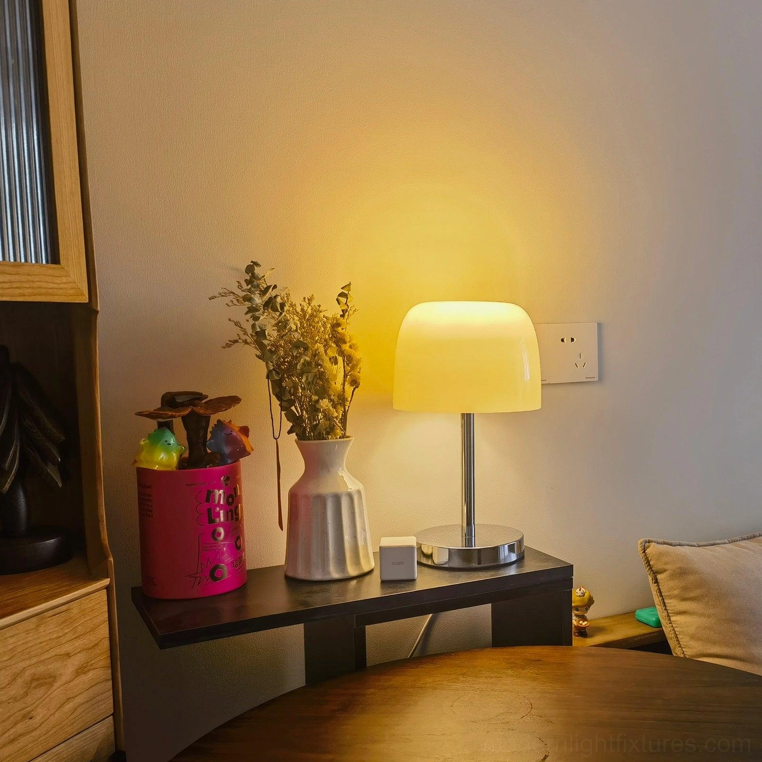 Roxboro modern glass table lamp four color shade selections white orange yellow beige