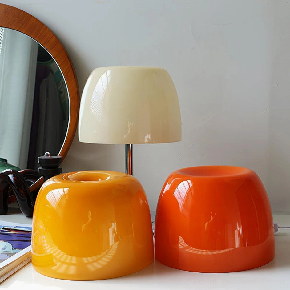 Roxboro table lamp three color glass shade options amber orange yellow beige displayed together