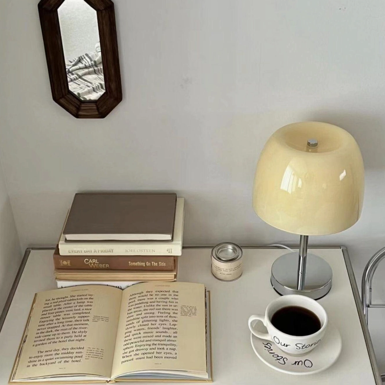 Roxboro glass table lamp warm 3000K LED integrated lighting effect demonstrated