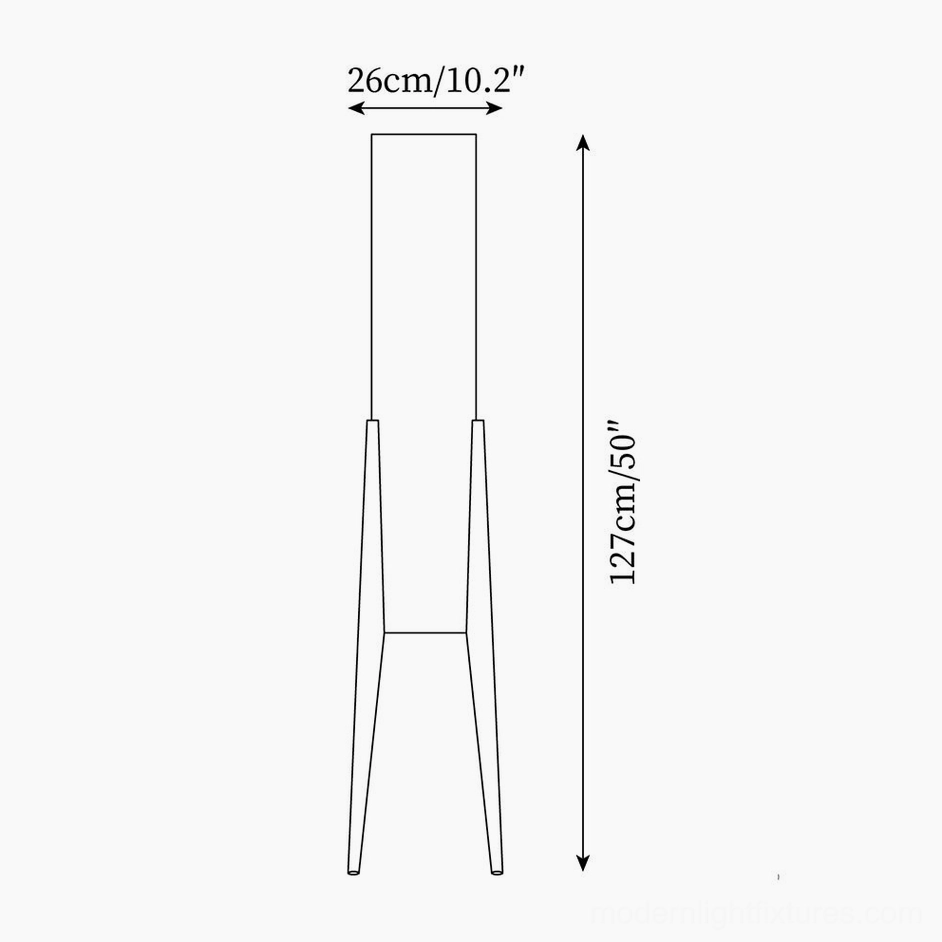 Roya Floral Floor Lamp technical specification drawing showing 127cm height and 26cm shade diameter orthographic view
