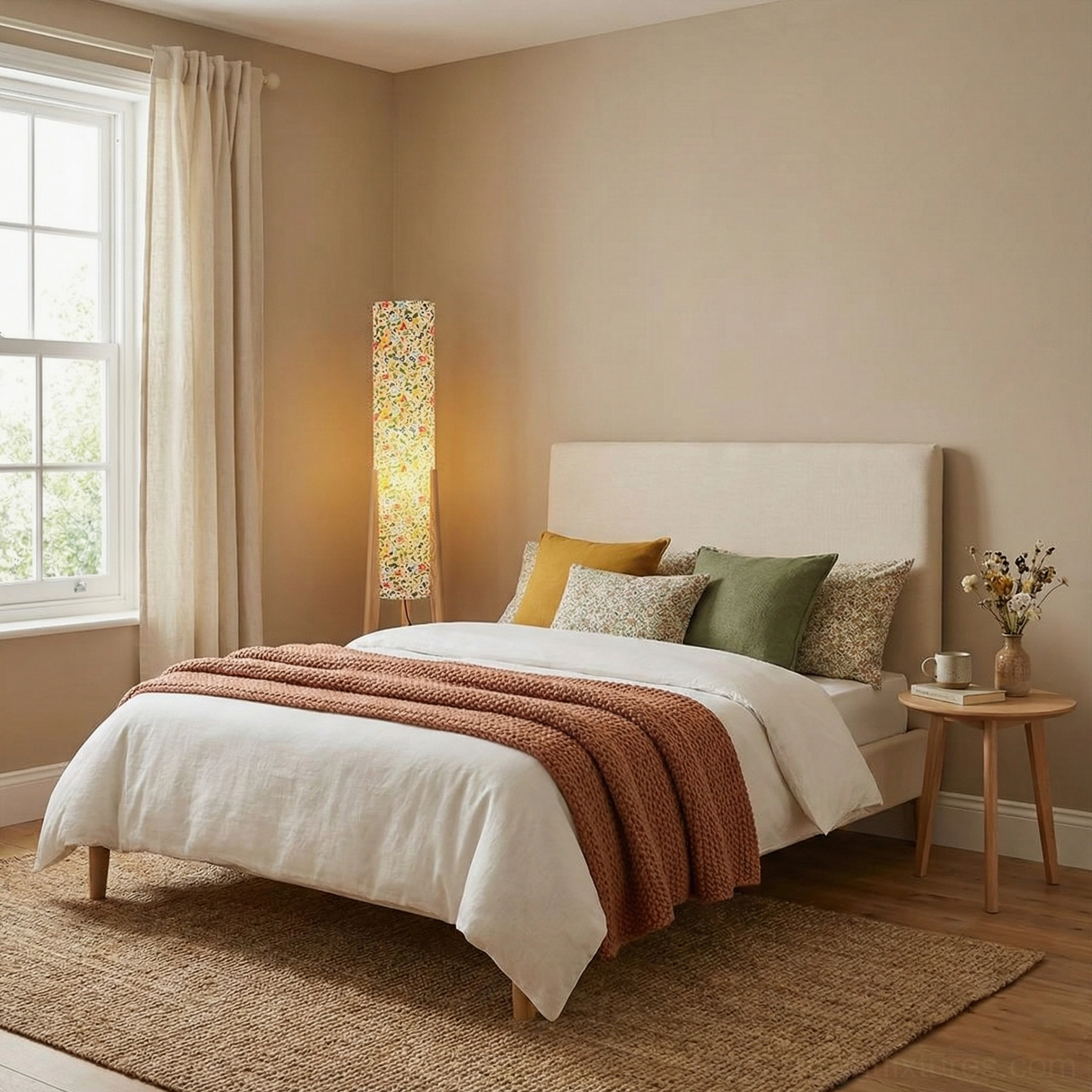 Roya Floral Tripod Floor Lamp detailed product showcase with botanical print shade and wooden stand multiple angle view