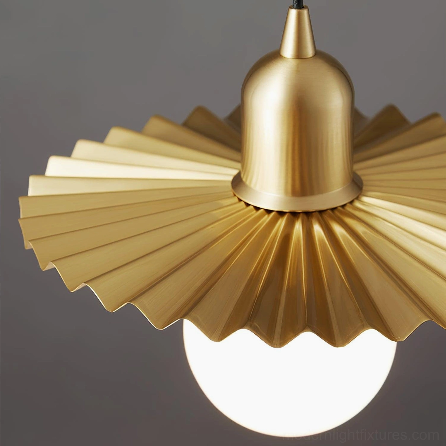 Rozeta brass pendant light styled in contemporary bedroom ceiling fixture warm lighting