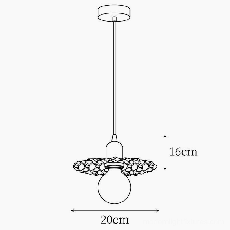 Rozeta pendant light Model B technical drawing, 20cm diameter honeycomb shade specification