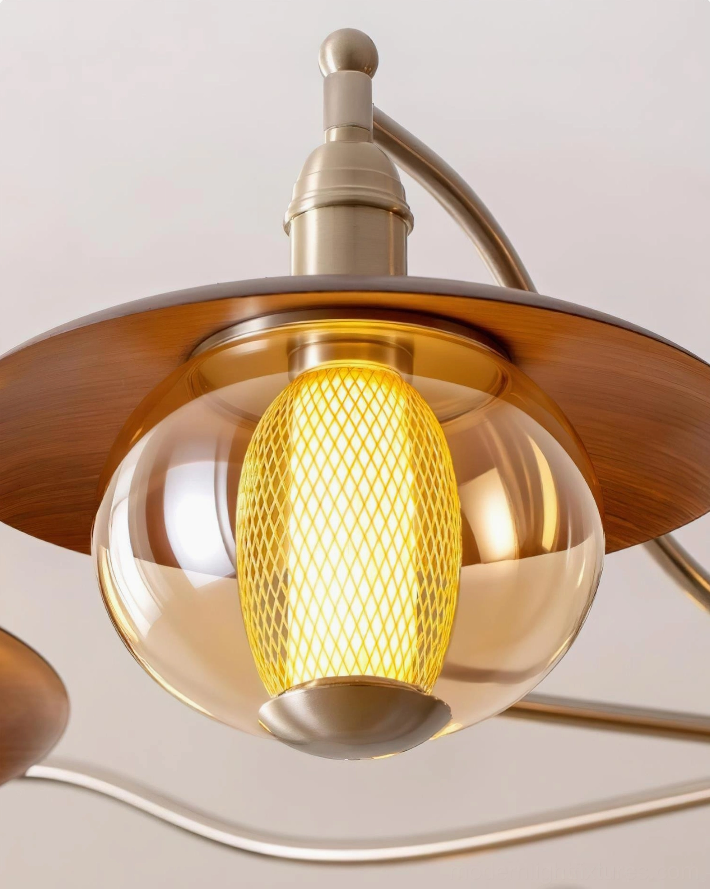 Rustic modern coachlight globe chandelier in contemporary home interior - transitional design statement lighting