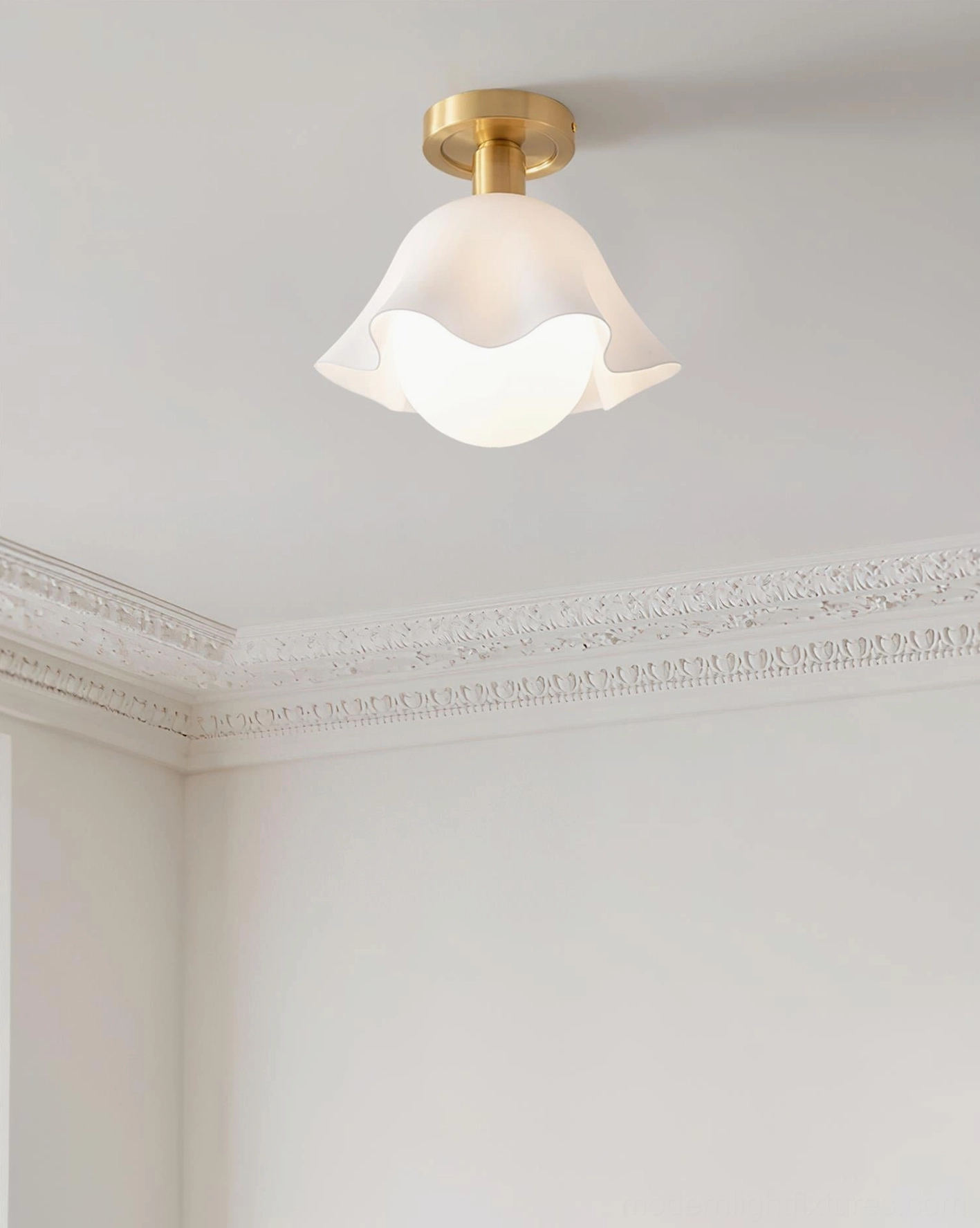 Rustin ceiling fixture with decorative crown molding - cozy light luxury home decor ambient lighting