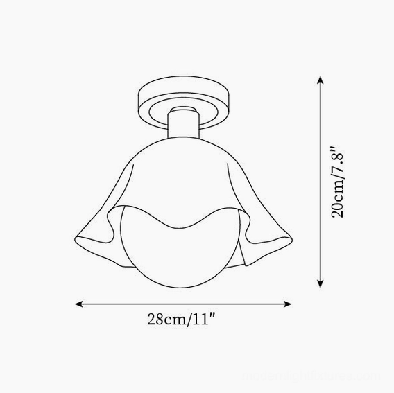 Rustin ceiling light technical dimension drawing - 28cm diameter 20cm height specifications