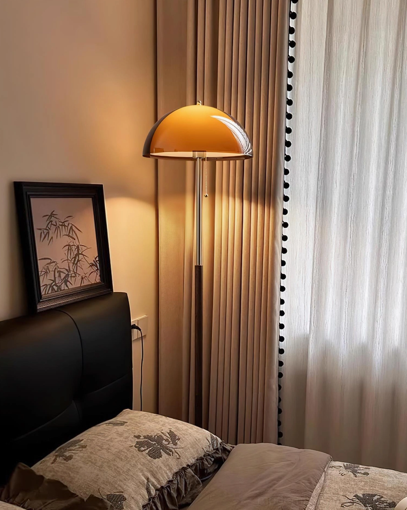 Rustina floor lamp base and foot switch mechanism detail showing plug-in cord and control interface