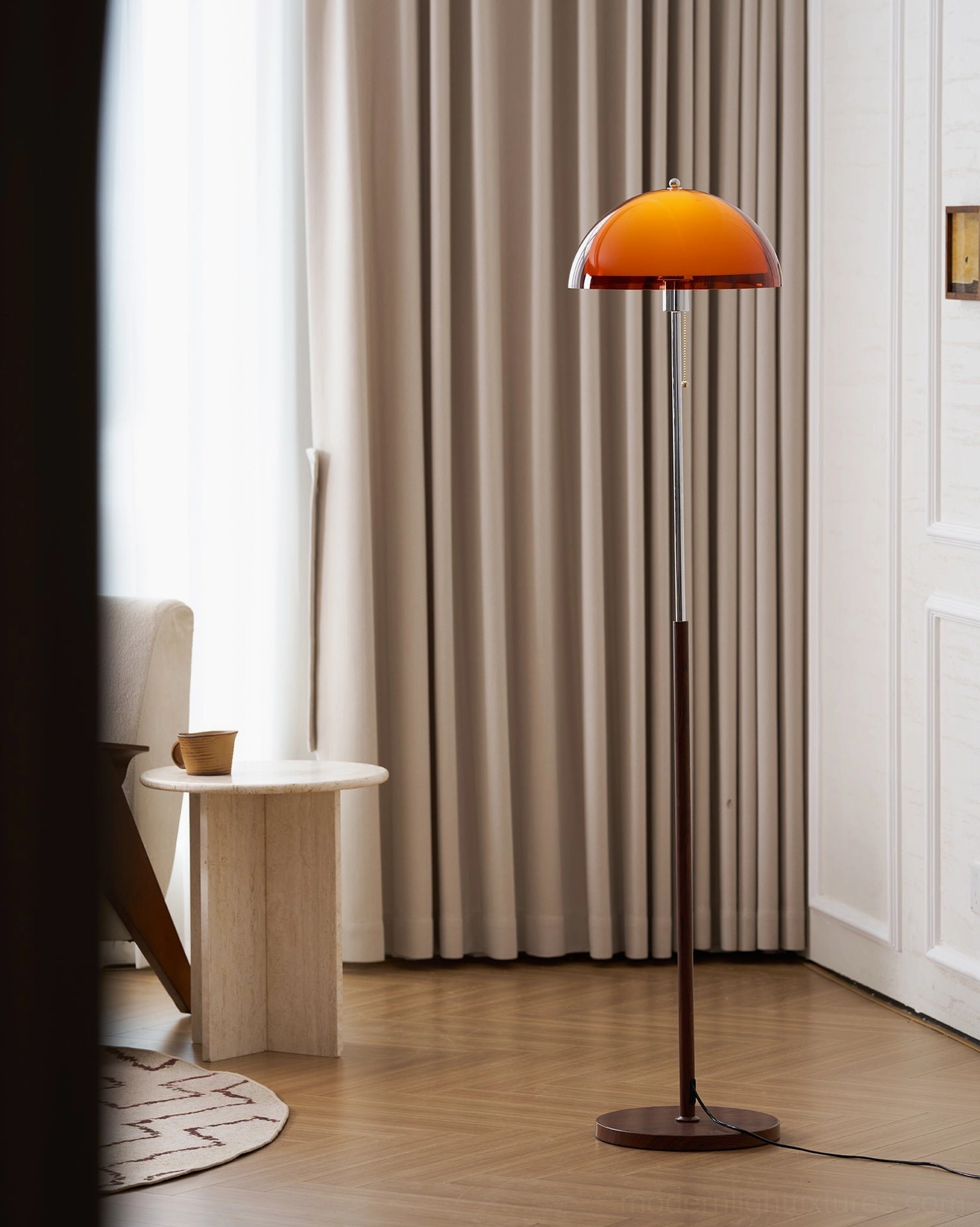 Rustina floor lamp home office setup with desk and modern workspace showing functional task lighting application