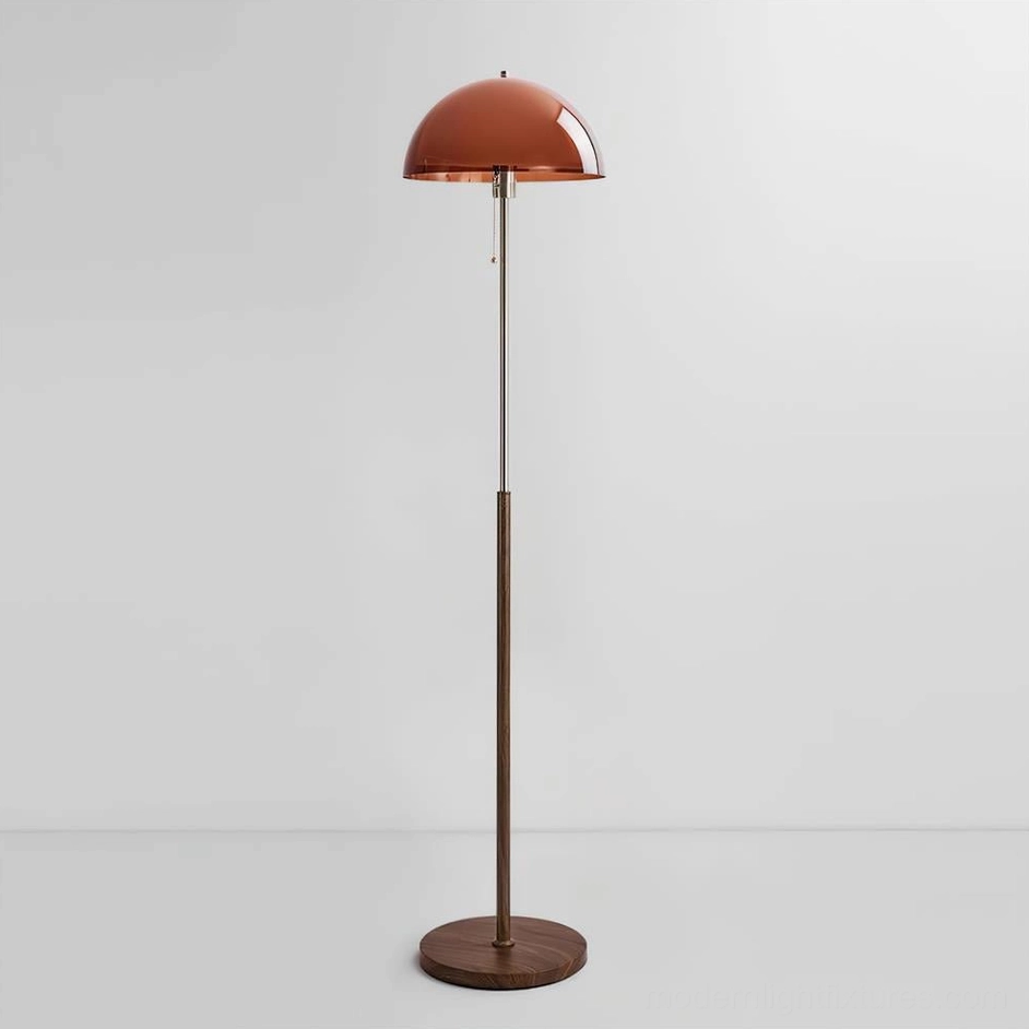 Rustina floor lamp walnut color and amber dome variant showing color combination and overall proportions