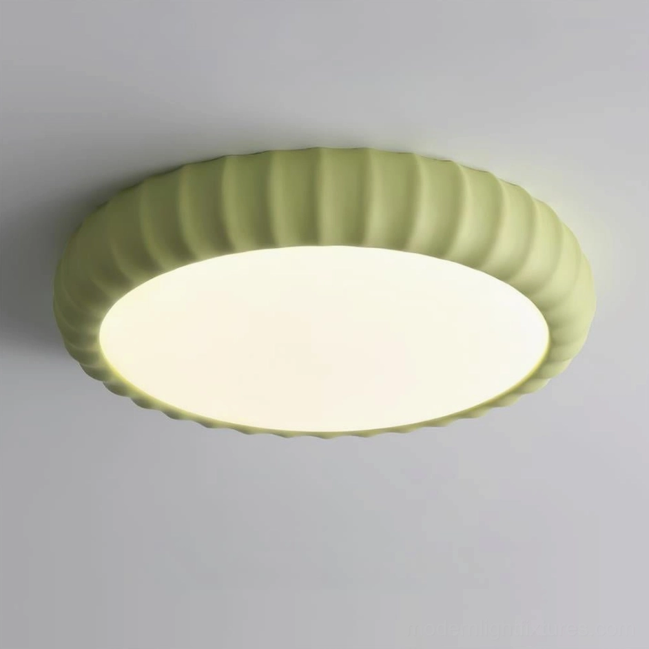 Sage green fluted ceiling light fixture - nature-inspired contemporary lighting design