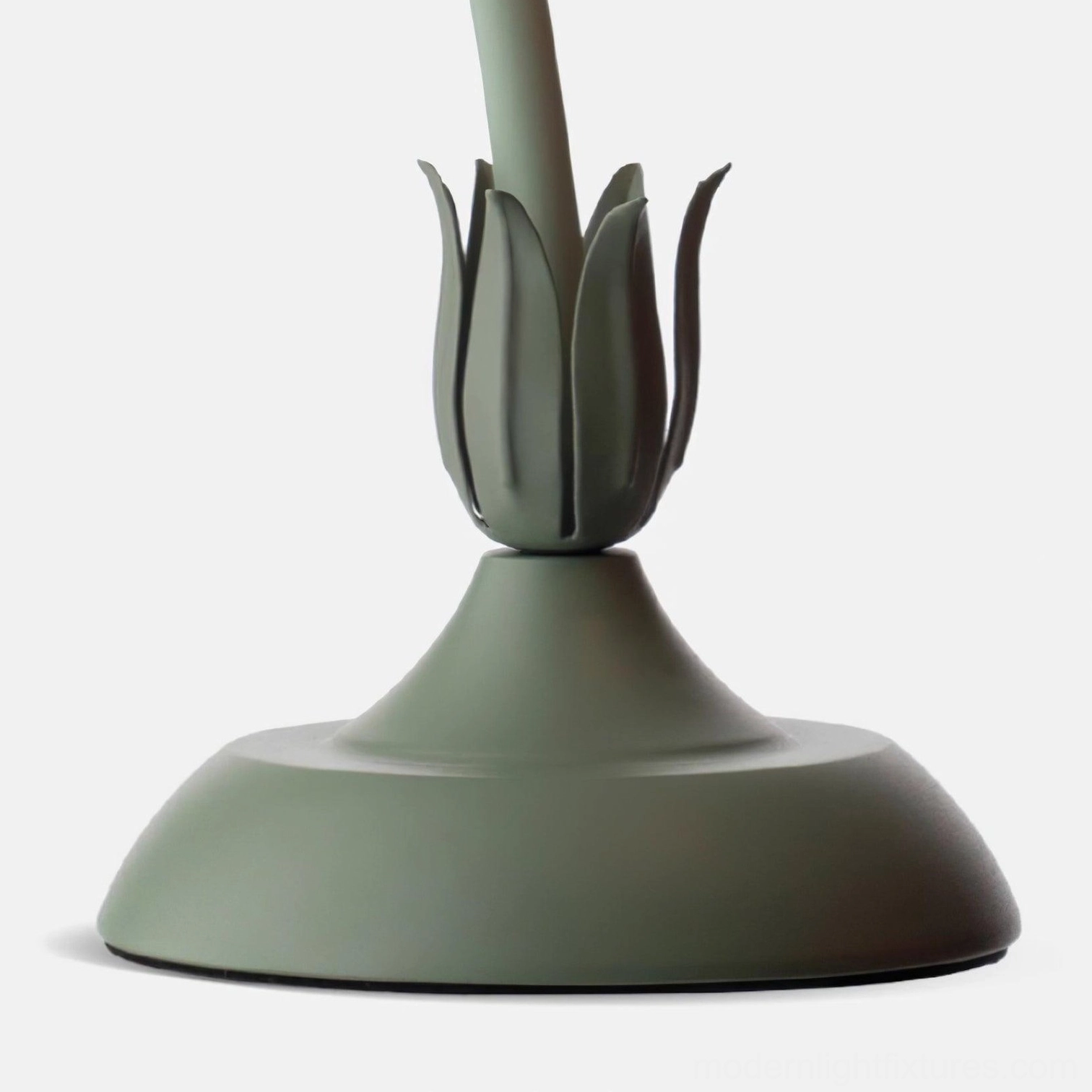 Sage green lily flower table lamp with push-button switch control in contemporary bedroom
