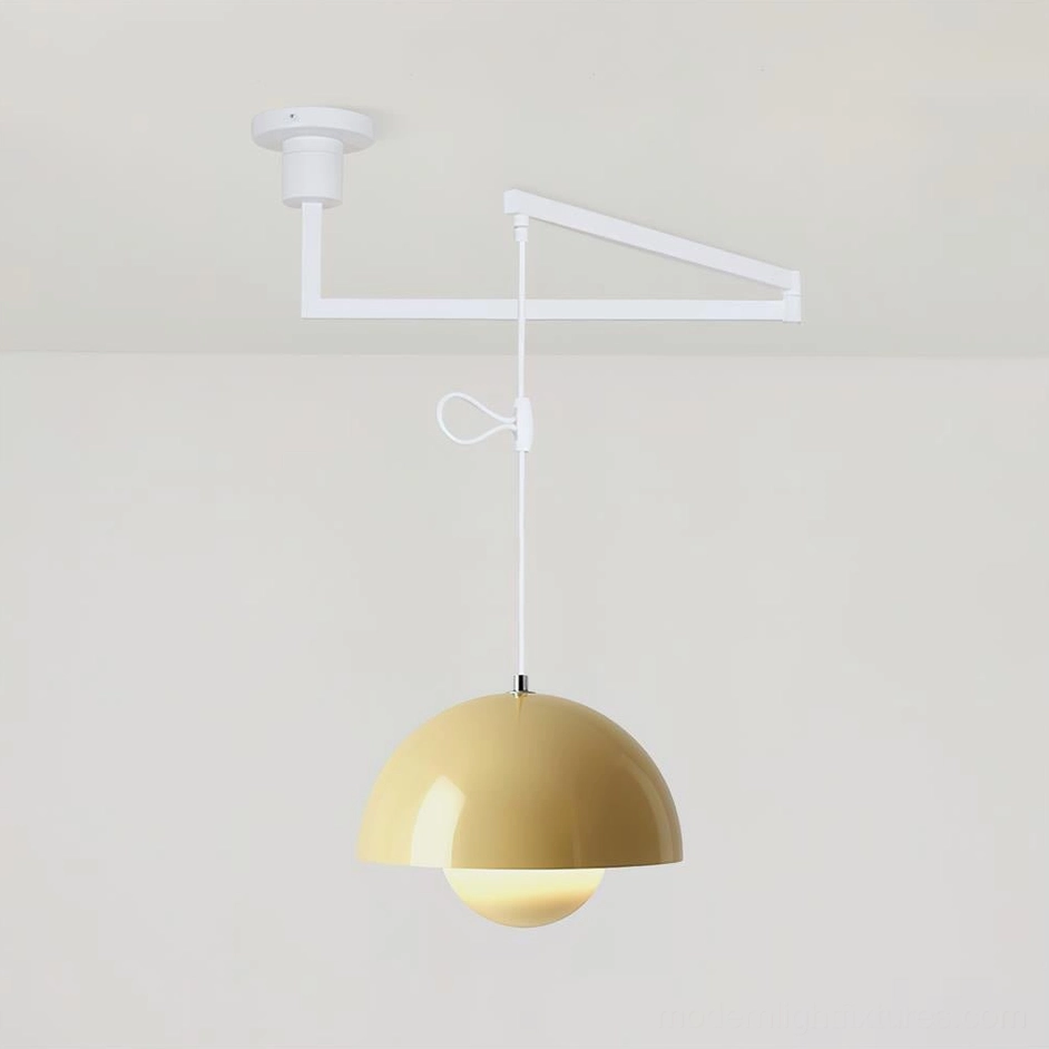 Sand turmeric adjustable swing arm pendant light warm neutral tone finish