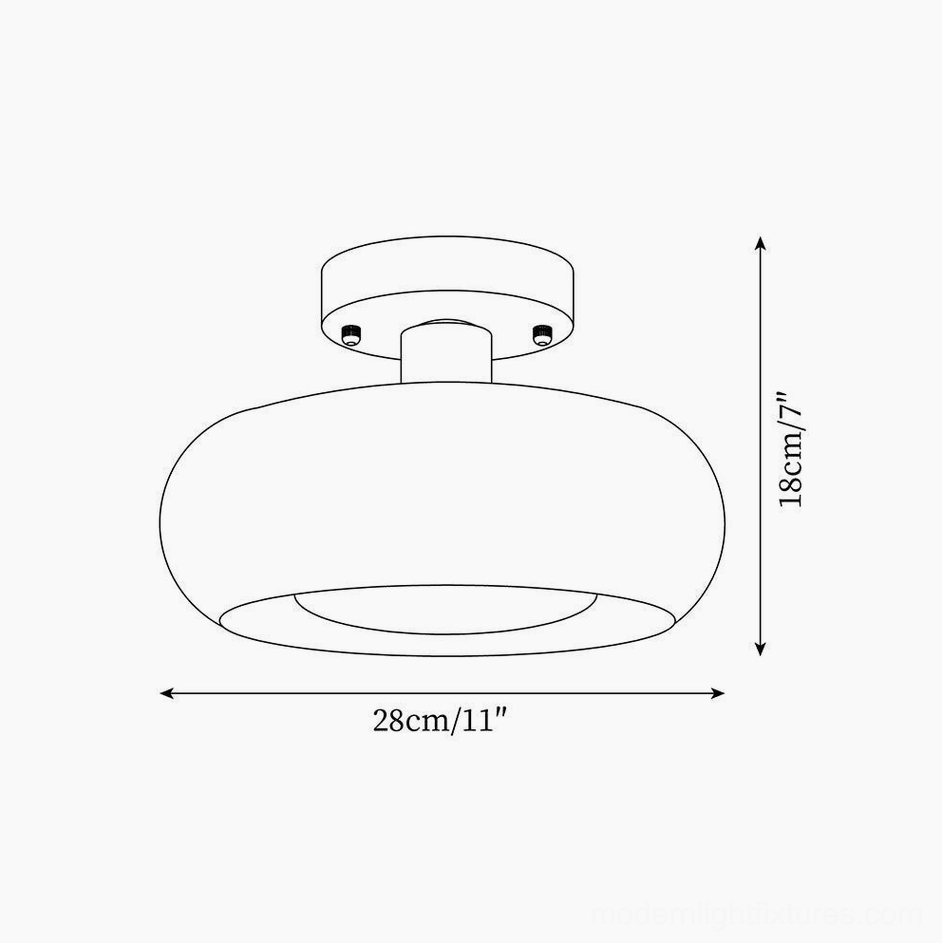 Sanna glass ceiling light technical specification drawing with measurements 28cm diameter by 18cm height