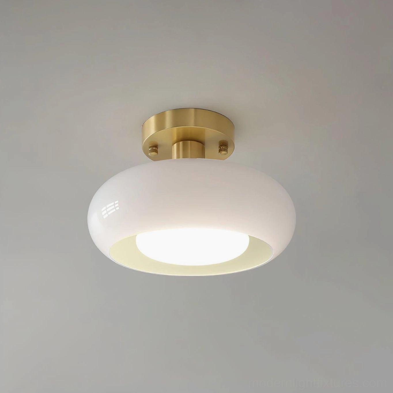 Sanna semi-flush ceiling light in gold and white finish combination showing color options