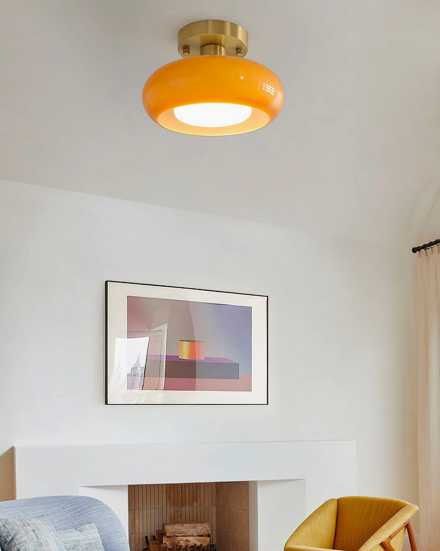 Sanna semi-flush ceiling light in mid-century modern living space with retro decor