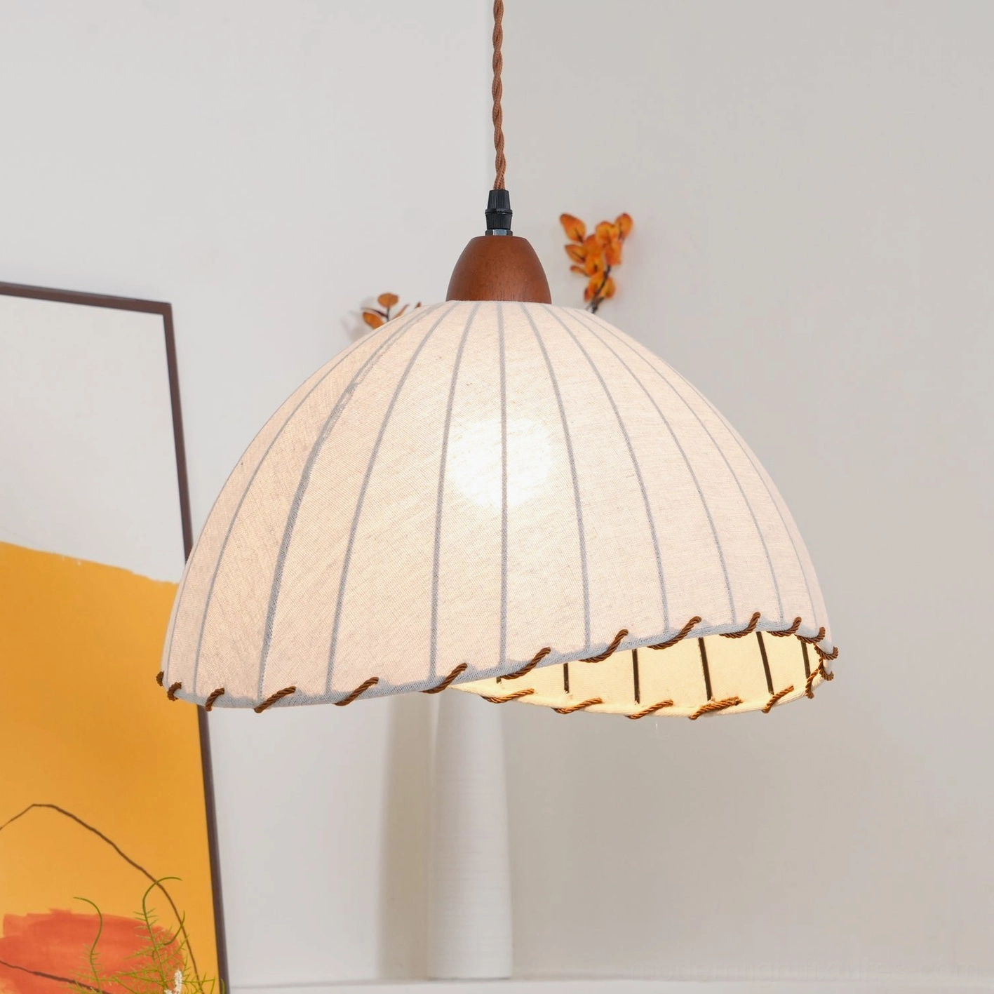 Sanna ribbed fabric dome pendant lamp size comparison 35cm and 40cm options