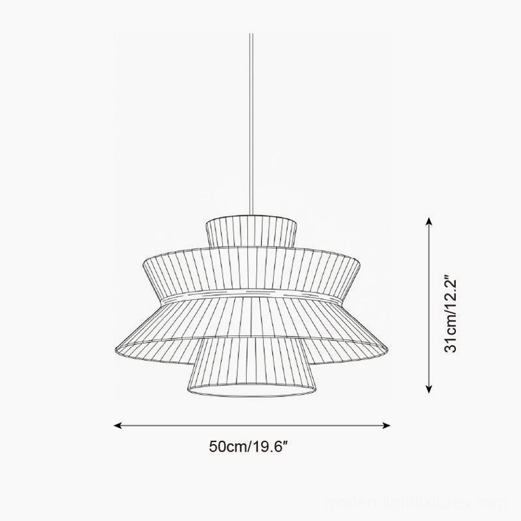Satori tiered pendant light technical specification drawing showing 50cm diameter and 31cm height dimensions