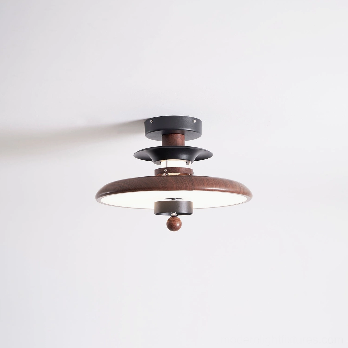 Saturn Pop beige and walnut neutral tone ceiling light contemporary minimalist design