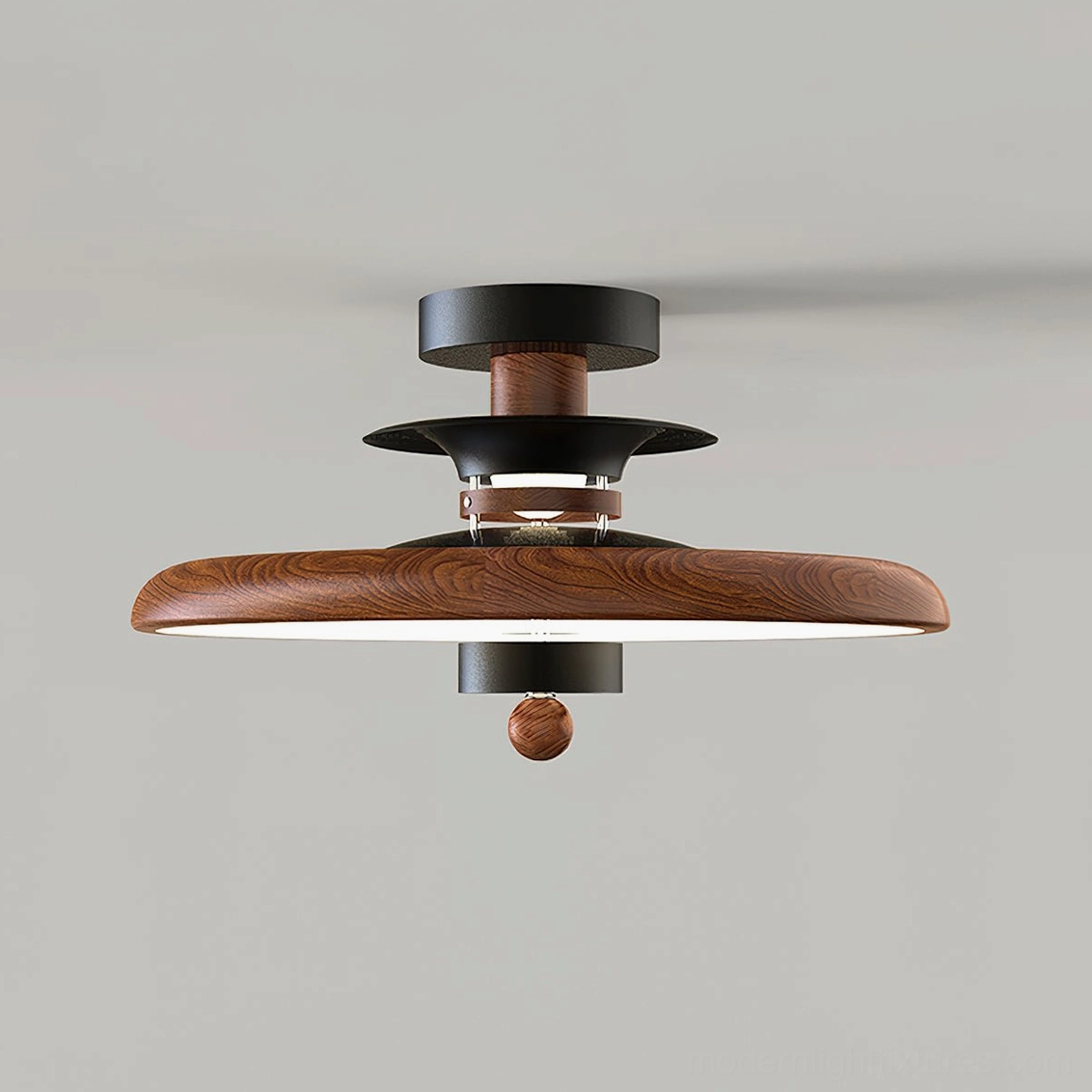Saturn Pop black and walnut color ceiling lamp geometric contemporary home décor lighting