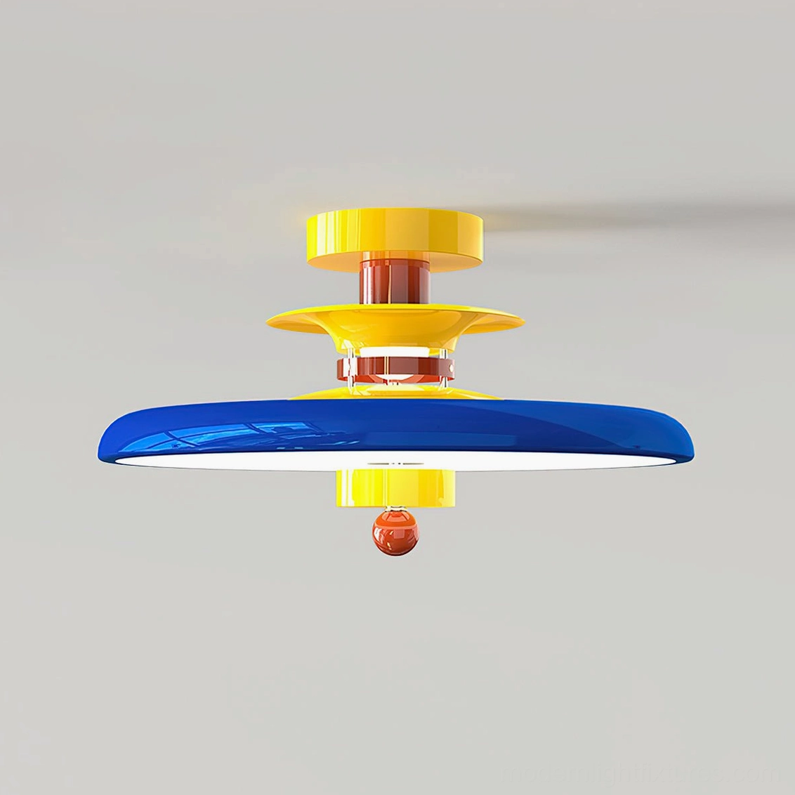 Saturn Pop blue and yellow pop-art colored ceiling light fixture modern design statement piece