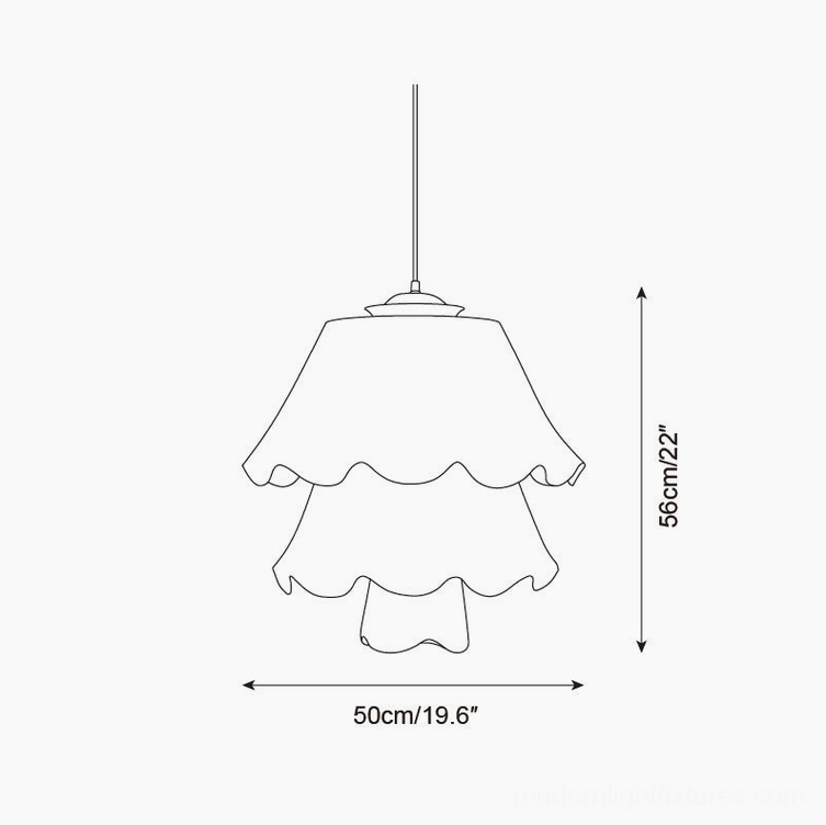 Savena pendant lamp technical dimension diagram showing 50cm diameter and 56cm height measurements for two-tier design