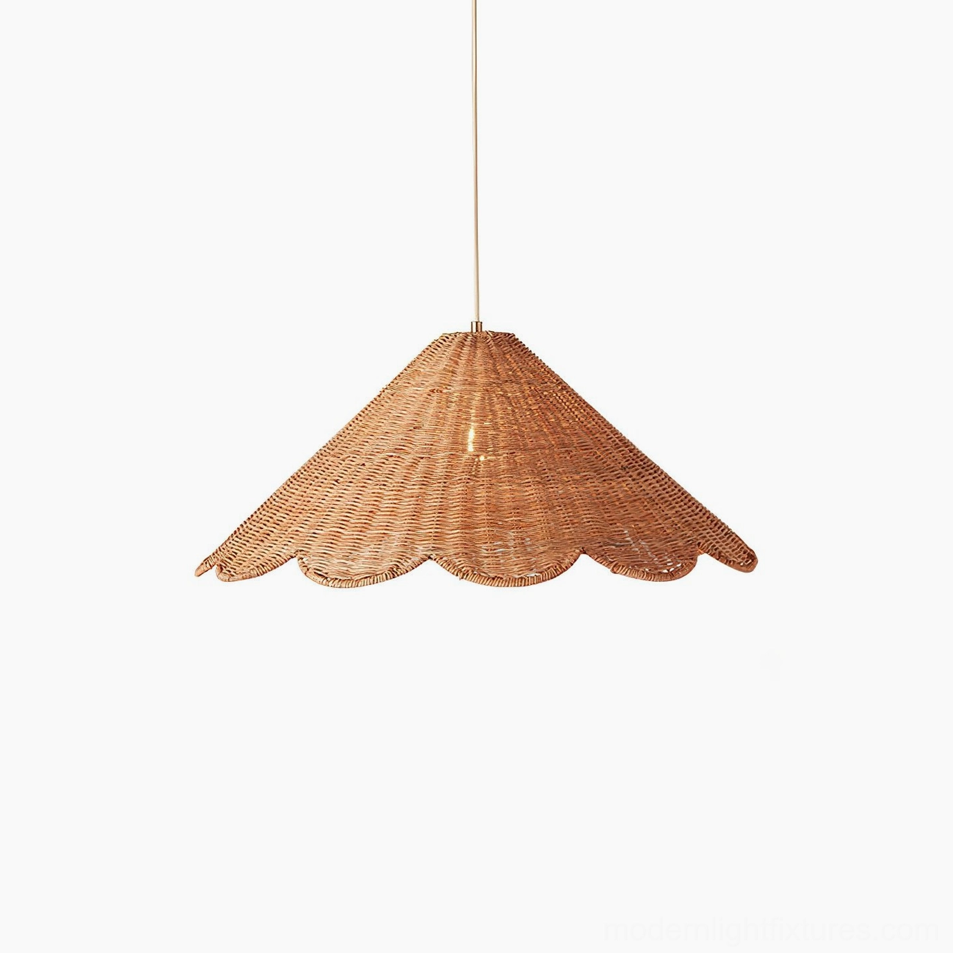 Scallop rattan pendant light in natural finish positioned as decorative focal point in interior