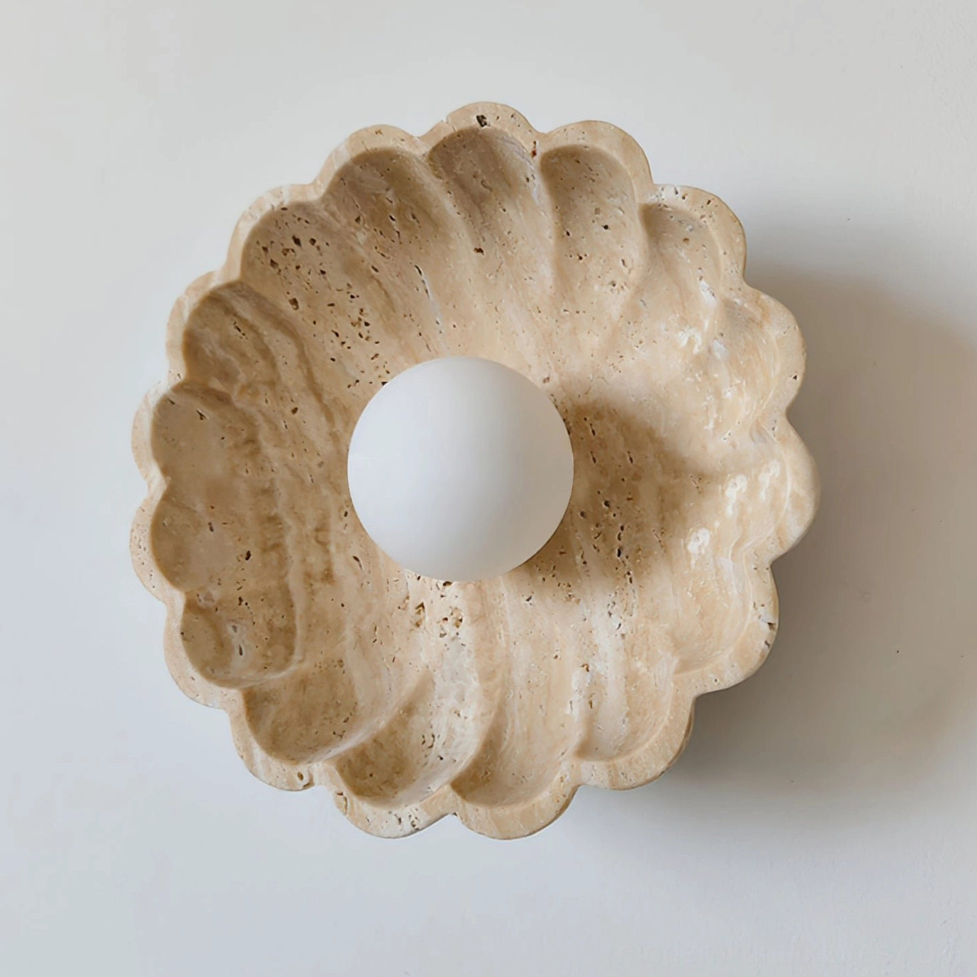 Scallop wall sconce damp-rated for bathroom and covered outdoor patio installations