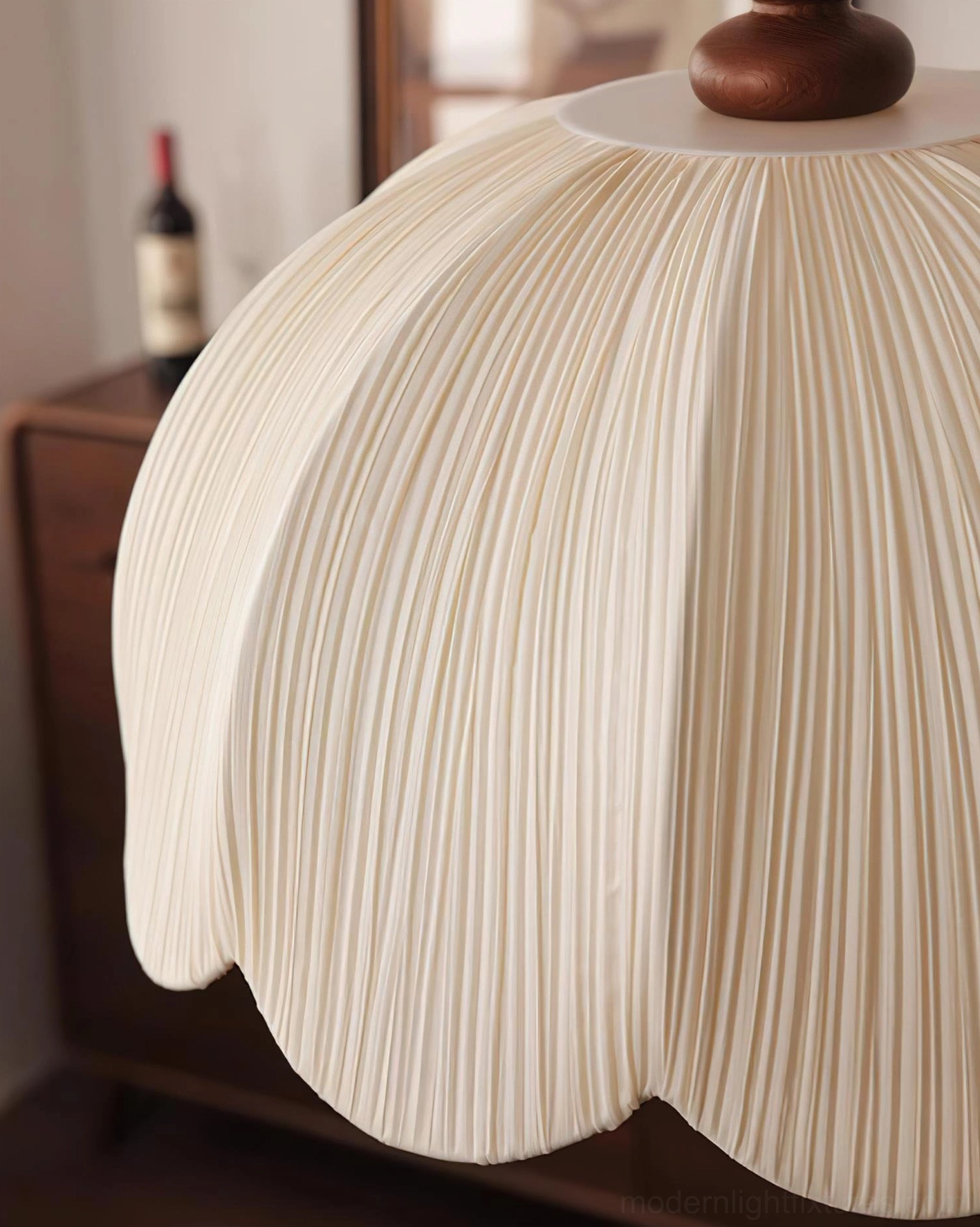 Scalloped fabric pendant light with multi-room interior compatibility, versatile design contemporary minimalist style