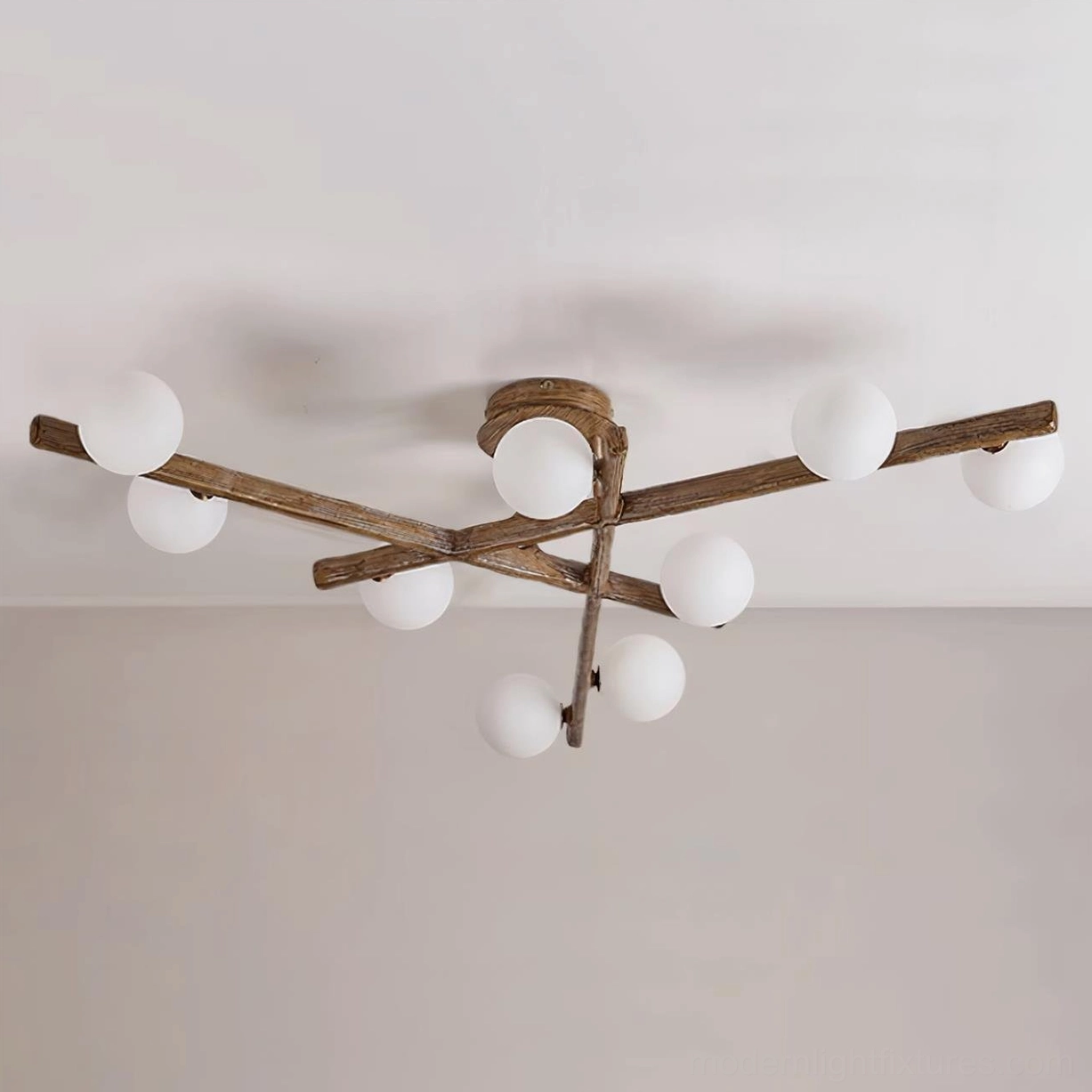 Scandinavian ceiling light fixture - minimalist branch form with clean lines