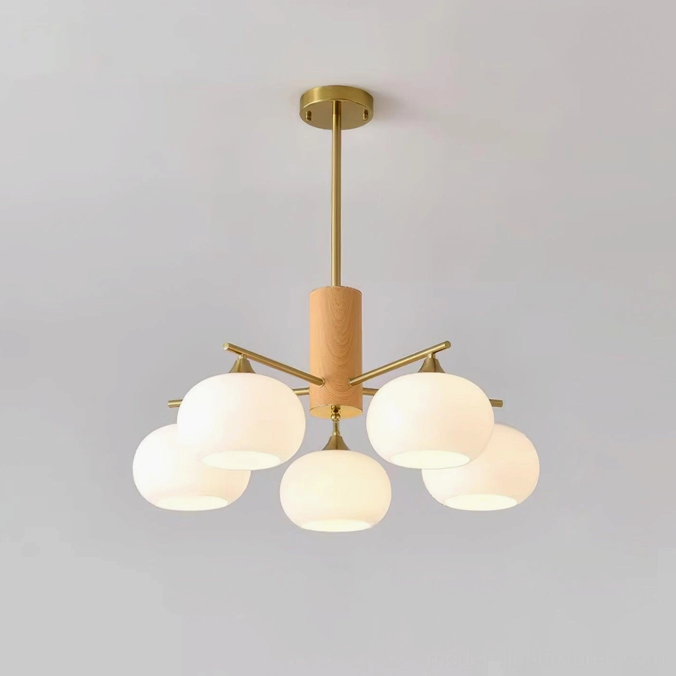 Scandinavian design glass chandelier multi-head configuration contemporary home interior