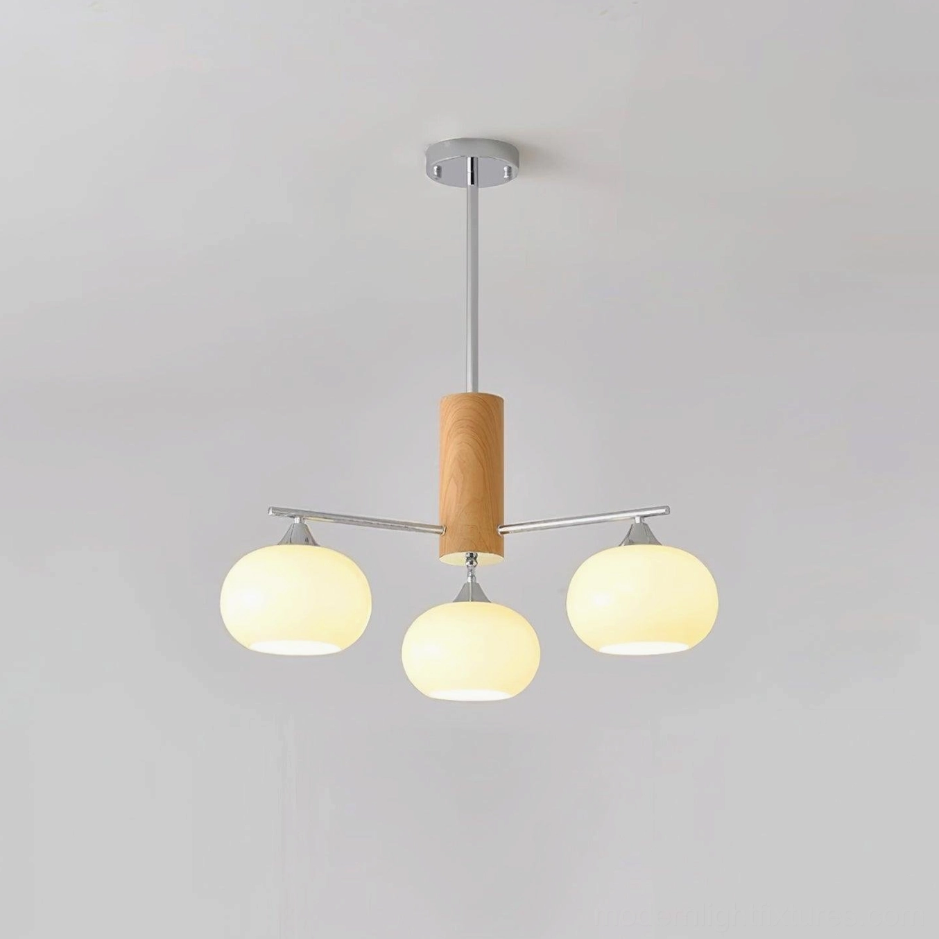 Scandinavian glass pendant 3-head compact size with brass frame modern minimalist light