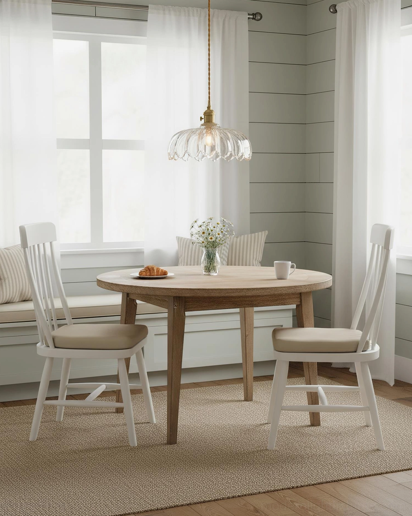 Pendant light fixture installed in Scandinavian minimalist home decor