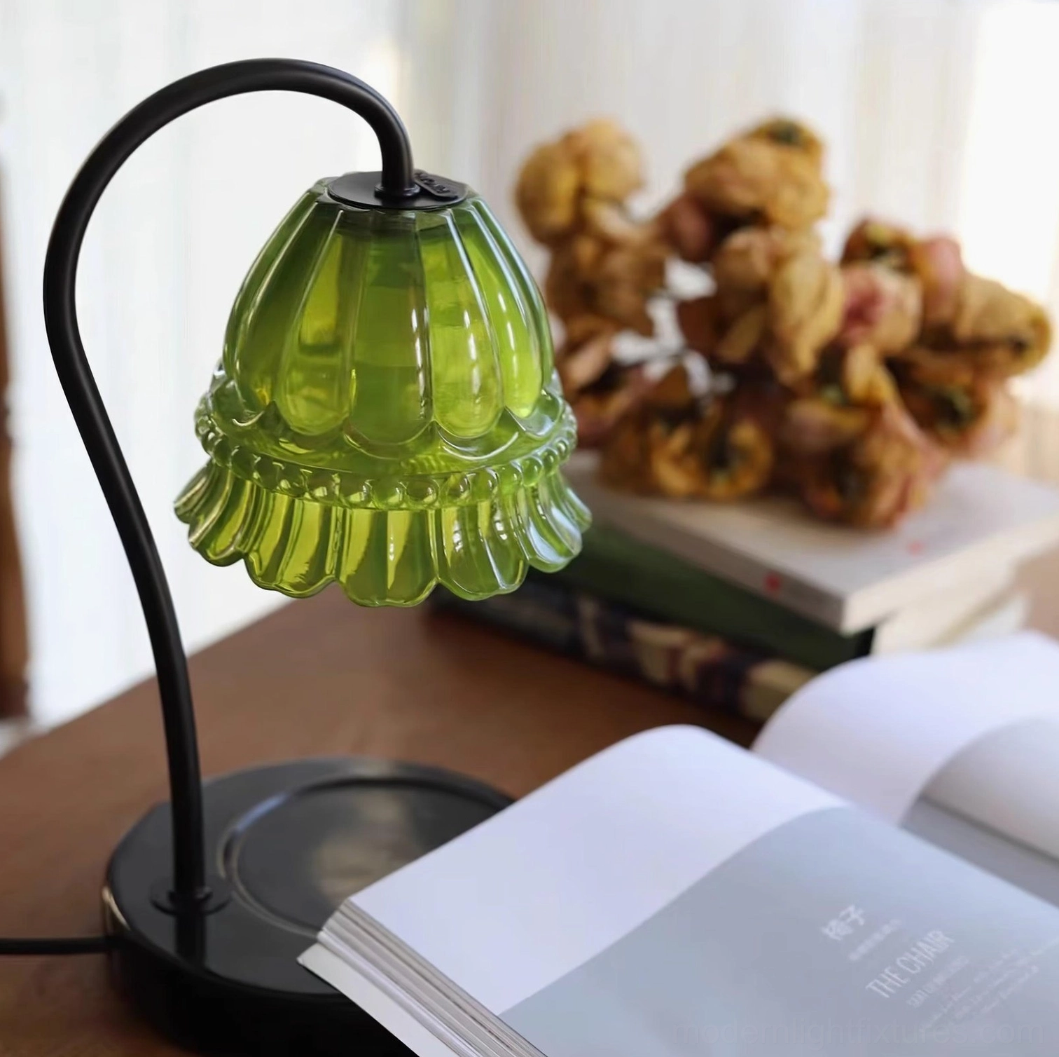 Elegant marble candle warmer lamp in minimalist Scandinavian interior design