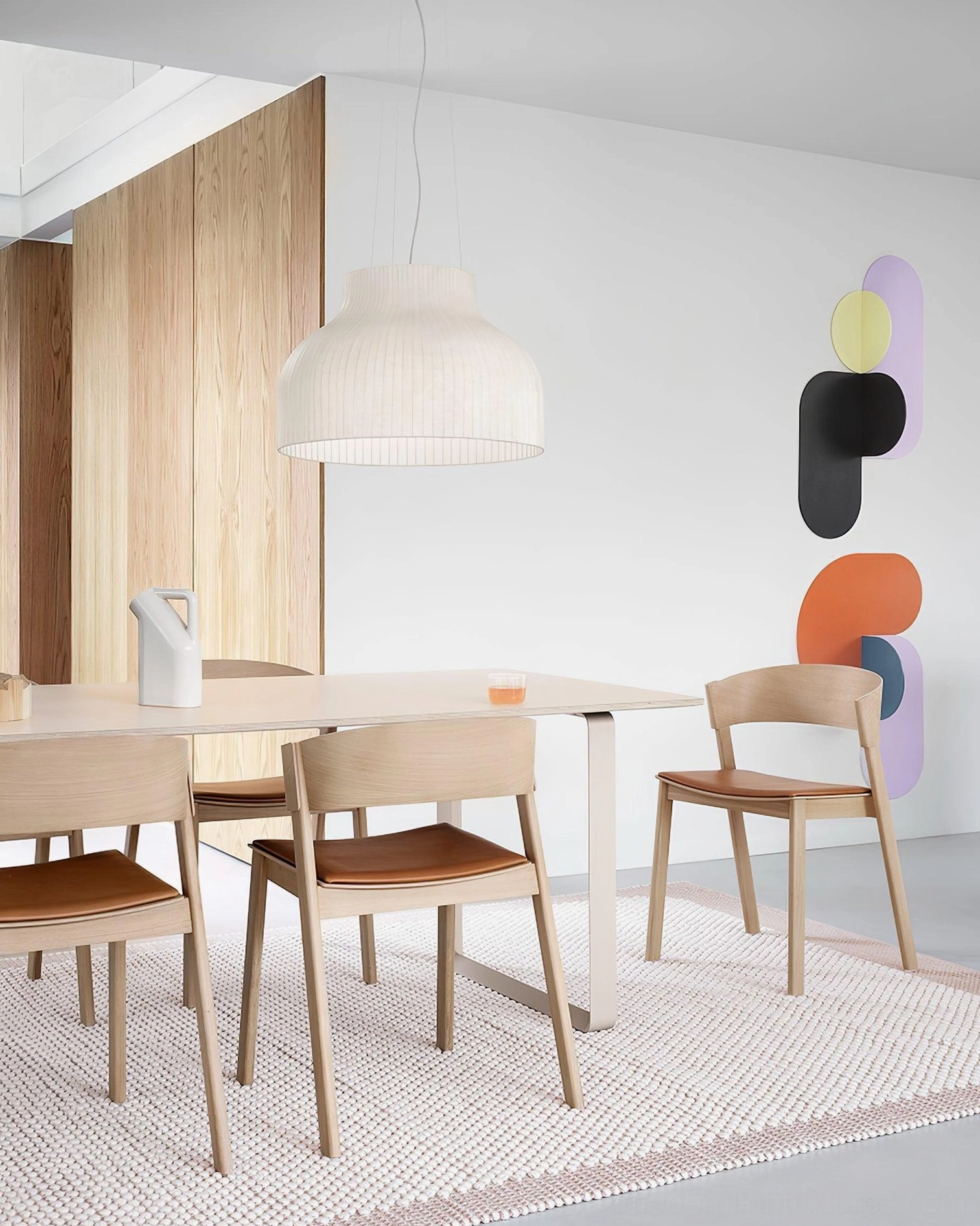 Minimalist ribbed pendant light fixture highlighting Scandinavian design principles and materials