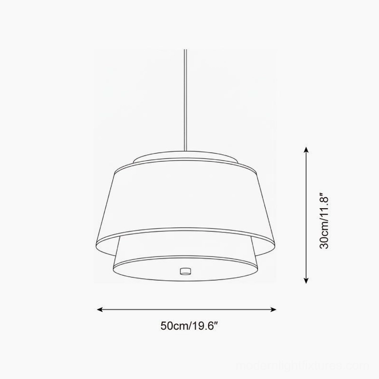 Technical schematic drawing of Scandinavian tiered pendant light 50cm diameter 30cm height specification