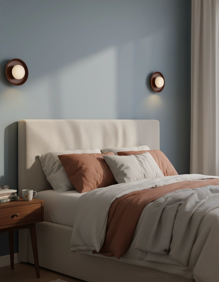 Nordic style wooden wall sconce installation example with home interior staging