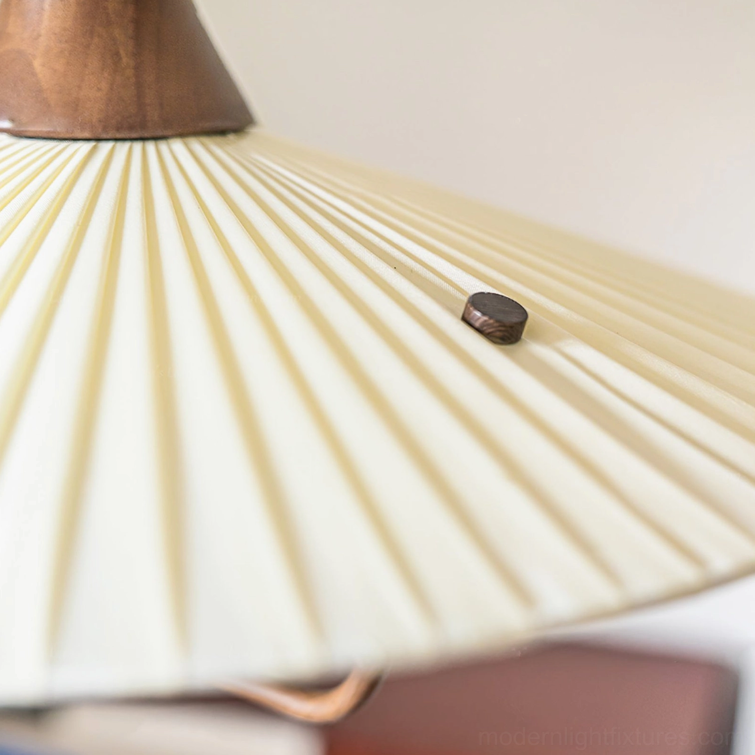Scandinavian walnut pendant light with fabric shade contemporary minimalist interior design application