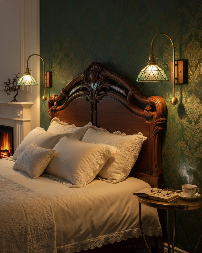 Artistic wall-mounted brass sconce with sculptural glass shade for modern interiors