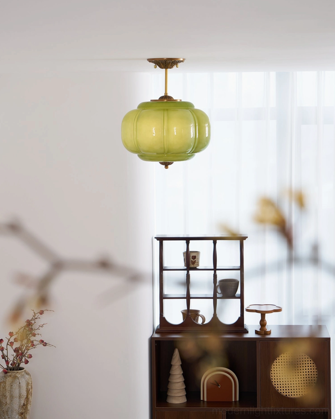 Sculptural ceiling lamp pendant fixture outdoor covered area installation