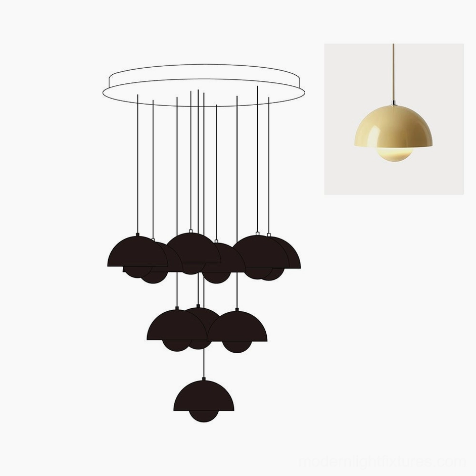 Artistic modern dome pendant chandelier featuring sculptural hemispherical form and contemporary styling