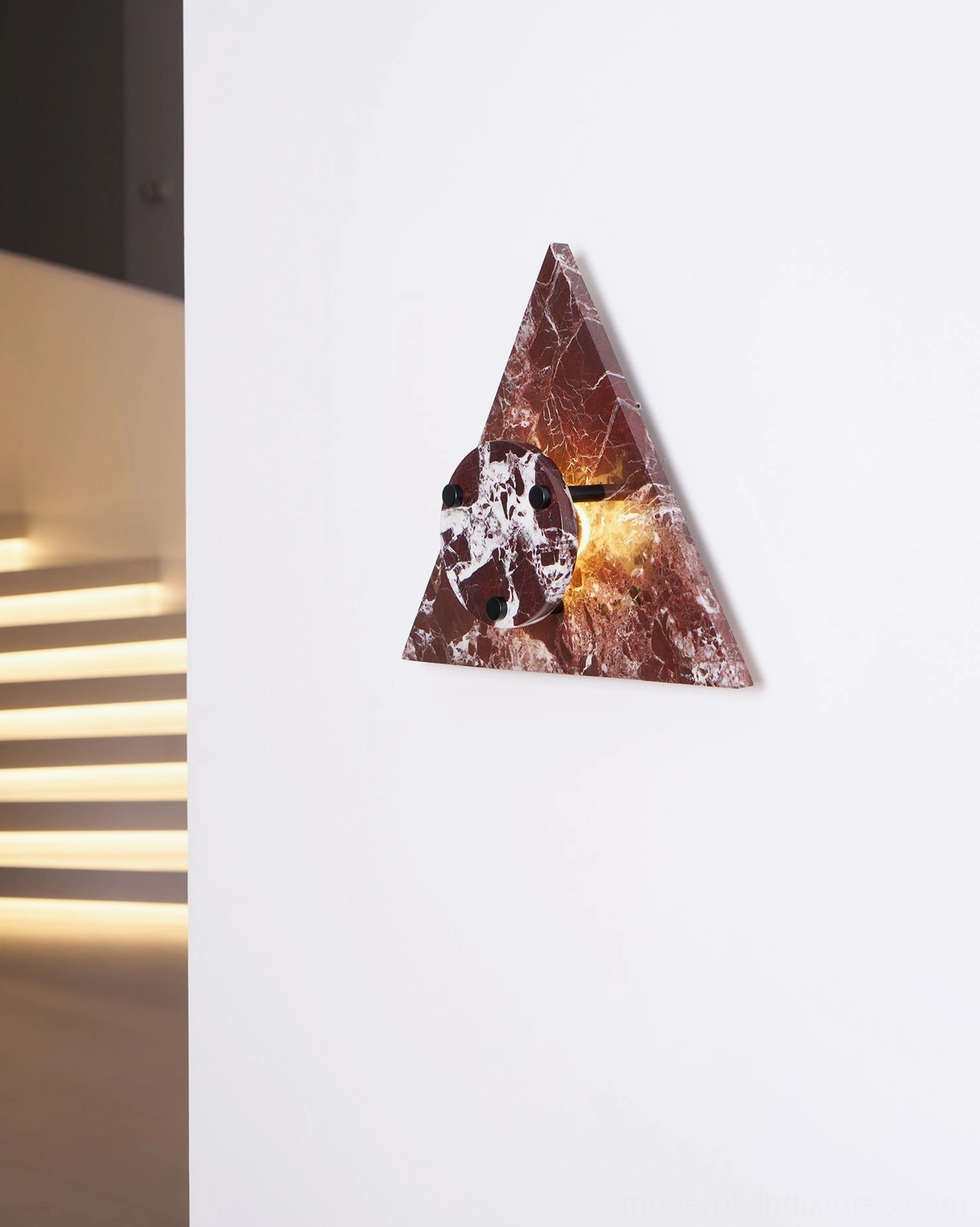 Sculptural marble triangle wall sconce modern minimalist bedroom accent lighting