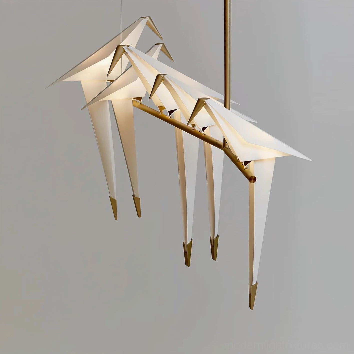 Modern paper crane light fixture artistic sculptural design interior accent