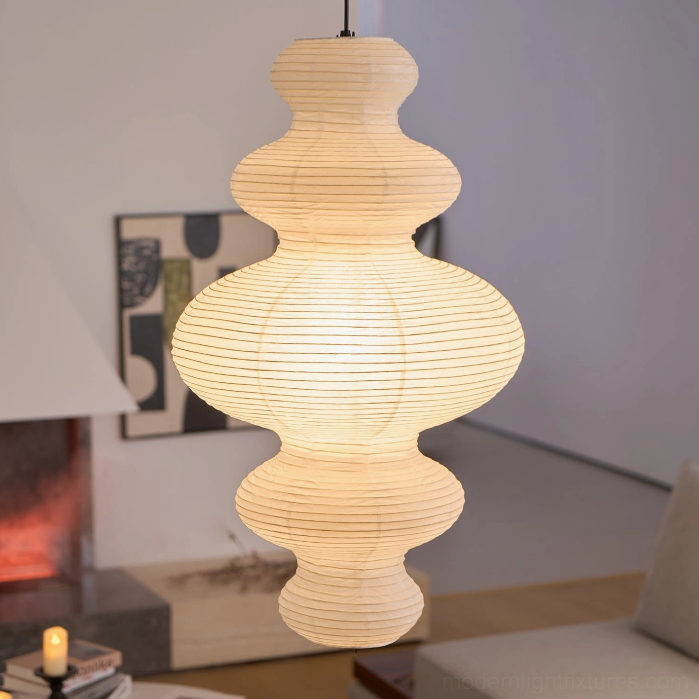 Modern sculptural pendant light as statement piece transcending mere functional illumination