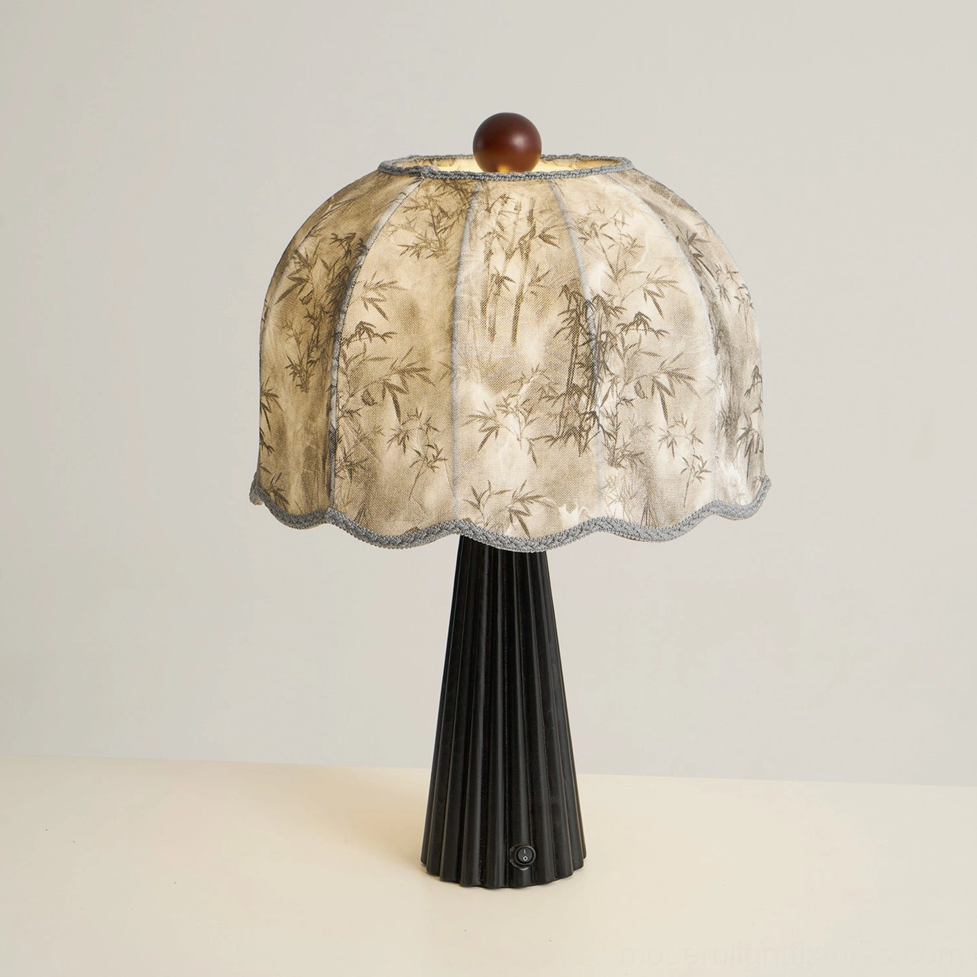 Sculptural pleated wood base table lamp - mid-century modern design inspiration