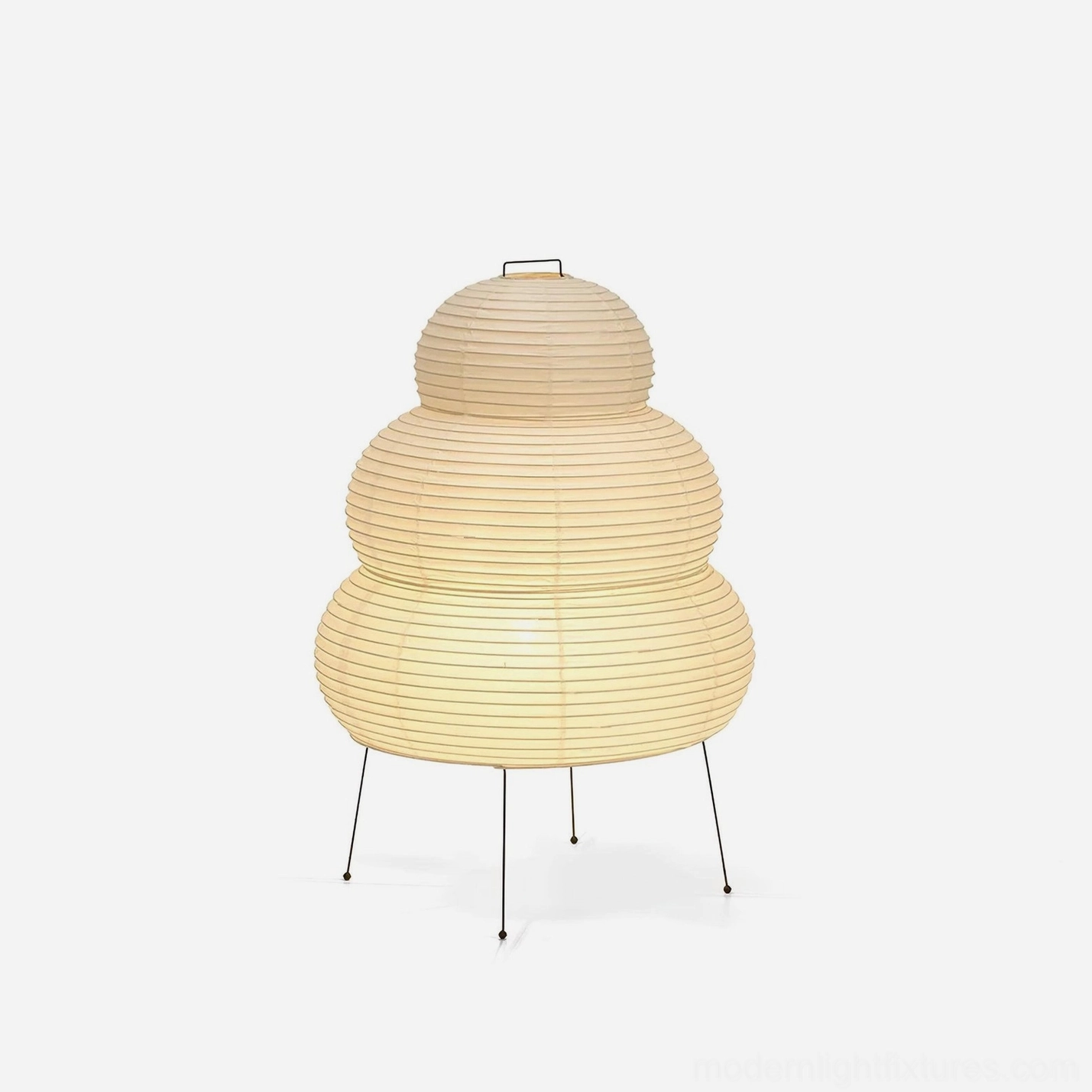 Contemporary sculptural white paper table lamp, artistic Japanese-inspired lighting fixture
